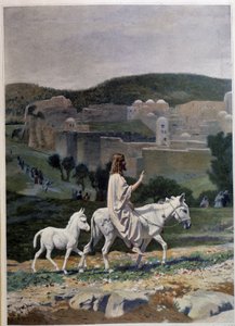 棕櫚の日のキリストのエルサレム入城。ジャン・レオン・ジェローム（Jean-Leon Gerome）の絵画に基づくエングレーヴィング。