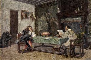 ジャン・バティスト・モリエールとピエール・コルネイユのコラボレーション フランスのドラマツルグ - 「Les auteurs Jean-Baptiste (Jean Baptiste) Poquelin dit Moliere (1622-1673) et Pierre Corneille (1606-1684) 」 Jean-Leon (Jean Leon) Geromeの絵の後のエングレーヴィングです。 作： Jean Leon (after) Gerome