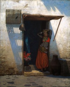 彼女の玄関先でカイロの女性 作： Jean Leon Gerome