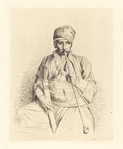 パイプで座っているアラブ人 作： Jean Leon Gerome