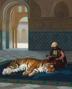 虎とガーディアン（油彩・キャンバス 作： Jean Leon Gerome