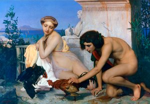 雄鶏と戦うよう奨励する若いギリシャ人、1846年