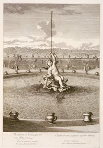 1677年にベルサイユでルイレランバートによって設計された、ウォータージェットの矢を発射するキューピッドの噴水 作： Jean Lepautre