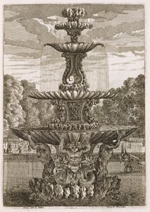 イタリア式の噴水とウォータージェットのプレート、1661年 作： Jean Lepautre