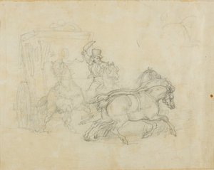 5頭の馬が引く駅馬車 作： Jean Louis André Théodore Géricault