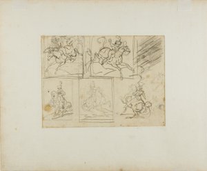 騎馬トランペッターとポーランド・ランサーの4つのスケッチ 作： Jean Louis André Théodore Géricault