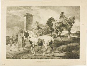 縁日へ行く馬、3枚目、石の上の生活から描かれた様々な主題より 作： Jean Louis André Théodore Géricault