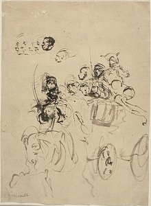 ナポレオン軍コーチと頭部スケッチ 作： Jean Louis André Théodore Géricault