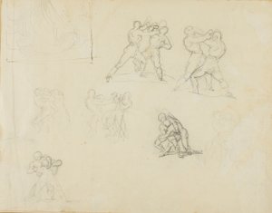 7組のボクサーまたはレスラーのスケッチ 作： Jean Louis André Théodore Géricault