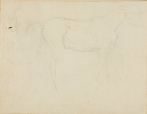 右向きの馬のスケッチと横顔の風刺画 作： Jean Louis André Théodore Géricault