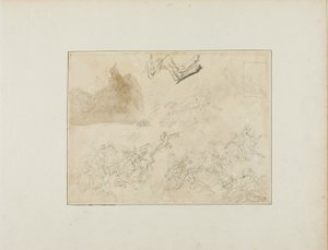 騎兵隊の戦いのスケッチ、犬の後ろ足 作： Jean Louis André Théodore Géricault