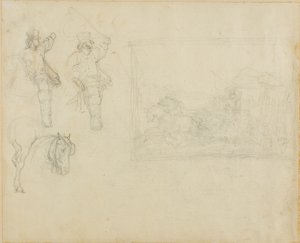 ポスティリオンと駅馬車のスケッチ 作： Jean Louis André Théodore Géricault