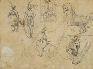 ロシア将校と馬のスケッチ 作： Jean Louis André Théodore Géricault