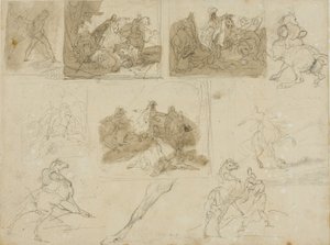 騎兵戦闘のスケッチと輓馬の研究 作： Jean Louis André Théodore Géricault