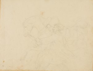 輓馬の横を走る厩務員 作： Jean Louis André Théodore Géricault