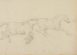 右に疾走する2頭の馬 作： Jean Louis André Théodore Géricault
