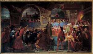 1506年5月14日、国王ルイ12世は、トゥールの州知事に「民衆の父」を宣言した。この称号は、平民が支払う税金の額を減らしたことから与えられたものです。ジャン・ルイ・ベザール（1799-1861）による絵画 作： Jean Louis Bezard