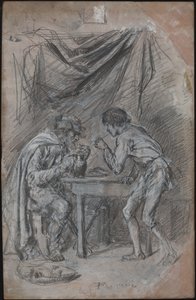 盲目の男から飲み物を盗むラザリージョ・デ・トルメス 作： Jean Louis Ernest Meissonier