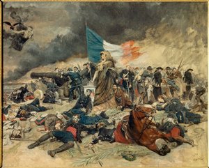 Le Siege de Paris (1870-1871) プロイセンに包囲されたパリを描いた寓話。アーネスト・ミーソニエ（1815-1891）による絵画。1871-1891.薄さ0.53×0.70メートル パリ、オルセー美術館 作： Jean Louis Ernest Meissonier