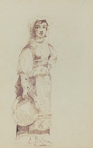 タンバリンを持つ女性 (裏面) 作： Jean Louis Ernest Meissonier