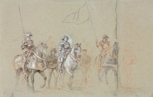 ジョーン・オブ・アルク 1889年頃（黒鉛、赤チョーク、ウォッシュ、白黒ガッシュ）