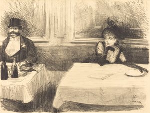 レストランで 作： Jean Louis Forain