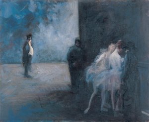 Backstage - Symphony in Blue par Forain, Jean Louis (1852-1931), Between 1900 and 1923 - Oil on wood, 45,3x54,7 - 大原美術館、倉敷