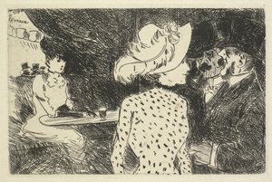 カフェシーンの説明、1880〜1886。 作： Jean Louis Forain