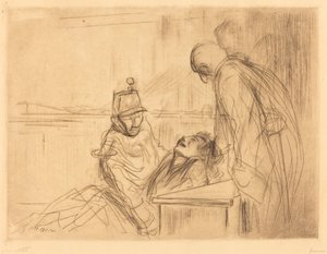 聴聞会で失神 作： Jean Louis Forain