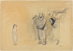 ドイツ兵とフランス人の子供、191419年頃。 作： Jean Louis Forain