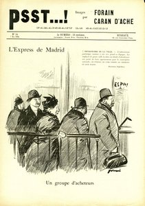 ジャン・ルイ・フォラン（1852-1931）が描いた「Psst...」のイラスト。 作： Jean Louis Forain