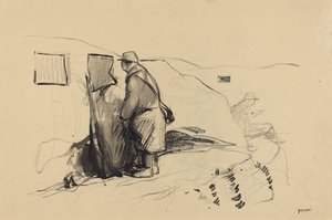 塹壕では、c。 19141919. 作： Jean Louis Forain