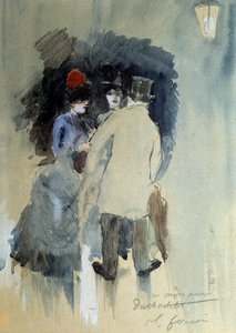 La rencontre ジャン・ルイ・フォラン（1852-1931）の水彩画 20世紀。