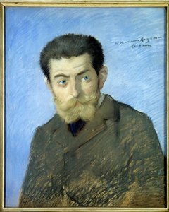 フランスの作家Charles Marie Georges Huysmans dit Joris Karl Huysmans（1848-1907）の肖像 Jean-Louis Forain（1852-1931）のパステル画 日。0,55x0,44 m 19世紀・フランスの作家シャルル・マリー・ジョルジュ・ヒュイスマンス（Joris Karl Huysmans）の肖像 作： Jean Louis Forain