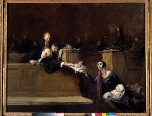法廷の場面 ジャン・ルイ・フォラン（1852-1931）の絵画 20世紀 日0,73x0,92 m パリ、ルーヴル美術館 作： Jean Louis Forain