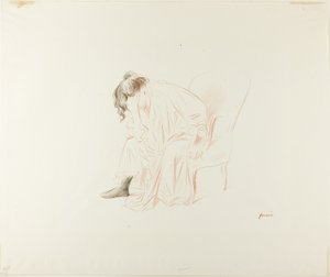 座っている女性、右手で頭 作： Jean Louis Forain