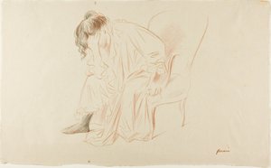 座っている女性、右手で頭 作： Jean Louis Forain