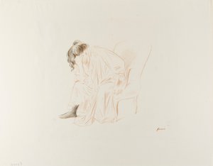 座っている女性、右手で頭 作： Jean Louis Forain