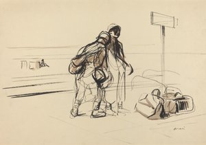 掲示板の近くにいる2人のフランス兵、191419年頃 作： Jean Louis Forain