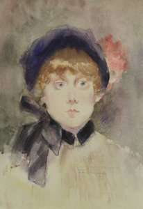 青い帽子の若い女性、1883年（トイレ）