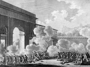フランス革命。1790年8月31日のナンシーの事件（ナンシー市の守備隊の反乱）。プリオールの後にベルソーが描いたエングレーヴィング。パリ、革命史研究所の図書館
