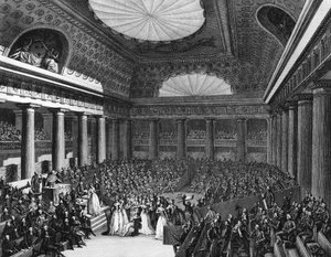 フランス革命。9月7日、国民議会に女性芸術家が作ったジュエリーを寄贈 作： Jean Louis II (after) Prieur