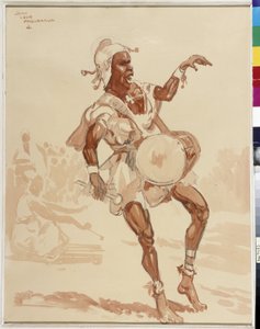 Afrikkalainen muusikko (akvarelli) 作： Jean Louis Paguenaud