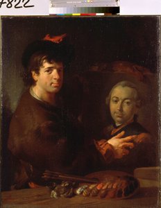 自画像。 Jean Louis de Velly (1730-1809) の絵画。 キャンバスに油彩、96 x 80 cm、18 世紀のフランス美術。 エルミタージュ美術館、サンクトペテルブルク。 作： Jean Louis de Velly