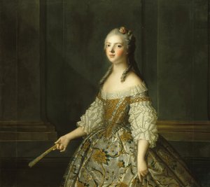 フランスのアデレード夫人、1732～1800 年、扇を持っている。 作： Jean Marc Nattier