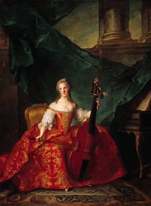 バスヴィオールを奏でるコートコスチュームのアンリエットドフランス（1727-52）、1754 作： Jean Marc Nattier
