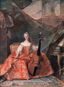 ヘンリエッテドフランスマダム、バスヴィオールを演奏する法廷衣装を着た1754年 作： Jean Marc Nattier