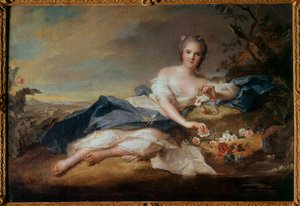 ルイ15世の娘、フローレのフランス王女アンリエット（1727-1752）の肖像 ジャン・マルク（Jean-Marc）・ナティエ（1685-1766）の絵画 1742年 日 0,96x1,51 m 作： Jean Marc Nattier