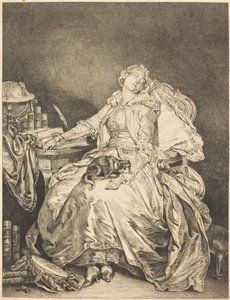眠れる哲学 作： Jean Michel Moreau after Jean Baptiste Greuze
