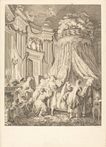 花嫁のベッド 作： Jean Michel Moreau after Pierre Antoine Baudouin